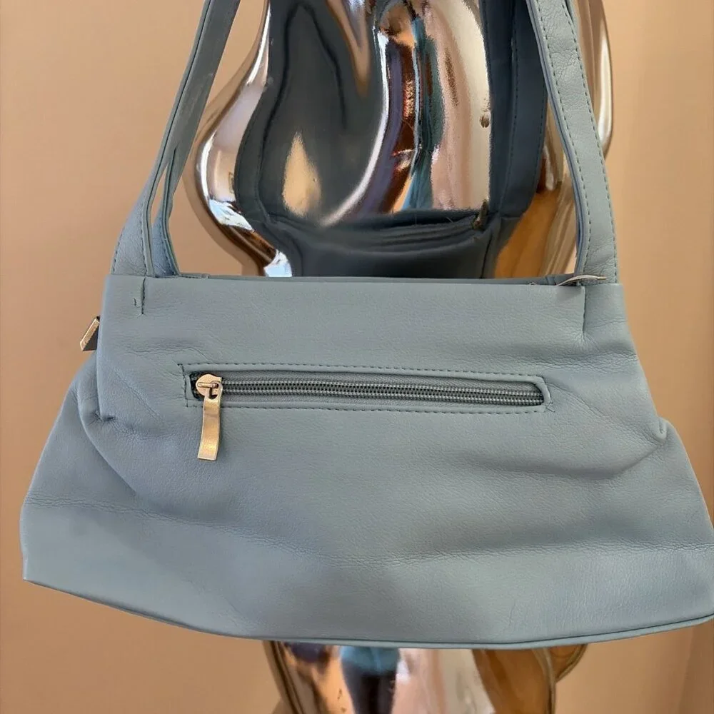 Vintage Y2K Mini Underarm Shoulder Bag Powder Blue Ruffled Lorelai Gilmore NWOT - Picture 3 of 11